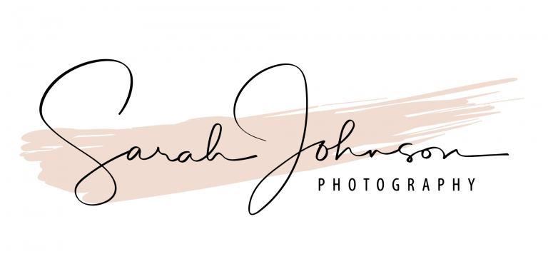 Sarah Johnson Photography Logo with Pink line through