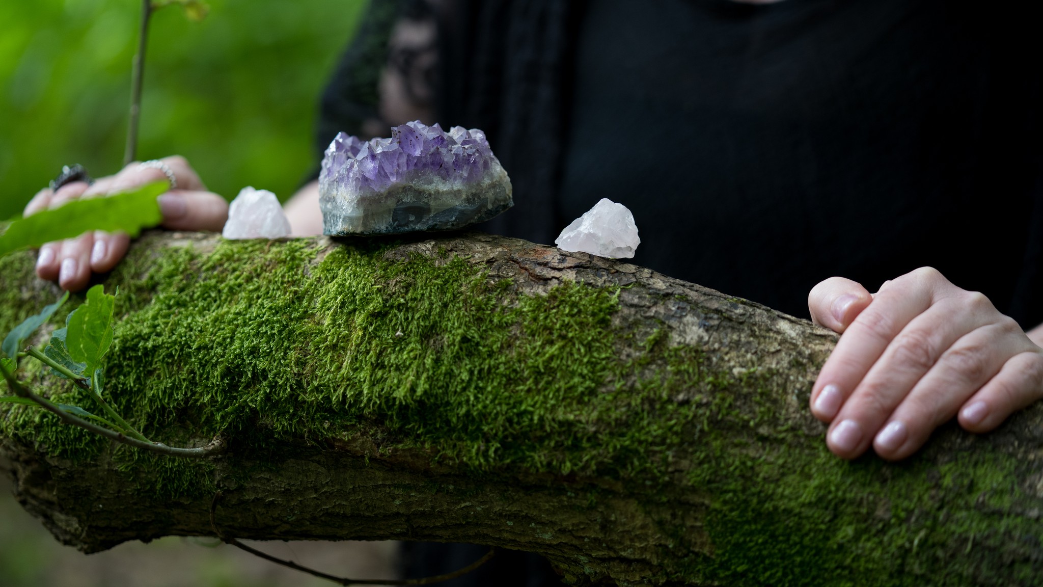 Crystals photographed outdoors for a holistic business